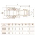 Муфта універсальна 32 мм x 20/27 мм Unidelta 1033 — креслення та таблиця розмірів, мм