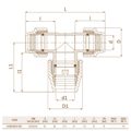 Трійник редукційний 40 x 50 x 40 мм Unidelta 1029 — креслення та таблиця розмірів, мм