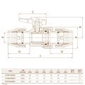 Кран кульовий 90 мм Unidelta 1070 — креслення та таблиця розмірів, мм