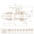 Кран кульовий 63 мм x 2 ВР Unidelta 1071 — креслення та таблиця розмірів, мм