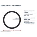 Труба ПЕ 75 x 5,6 мм PN10 VSplast — переріз і розміри, мм