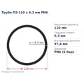 Труба ПЕ 110 x 6,3 мм PN6 VSplast — переріз і розміри, мм