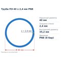 Труба ПЕ 40 x 2,4 мм PN8 EKO-MT — переріз і розміри, мм