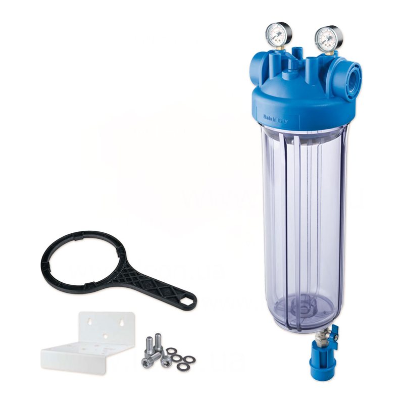 Фільтр-колба DP BIG S M TS (прозора) 1" IN (пластик) 20" 45°C 8,3 bar +2 манометра KIT