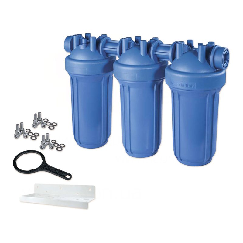 Фільтр-колба DP BIG TRIO AB (блакитна) 1" IN (пластик) 10" 45°C 8,3 bar KIT
