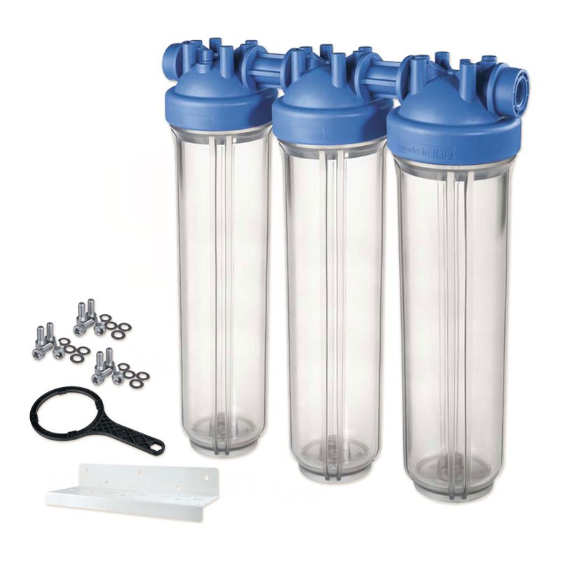 Фільтр-колба DP BIG TRIO TS (прозора) 1" IN (пластик) 20" 45°C 8,3 bar KIT