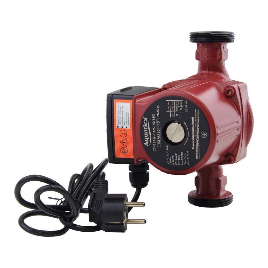 Насос циркуляційний 130Вт Hmax 7м Qmax 87л/хв діам. 11/2" 180мм+гайки діам. 1"