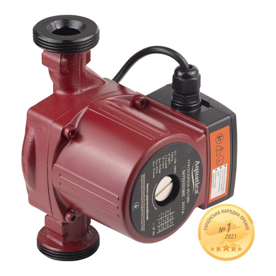 Насос циркуляційний 100Вт Hmax 6м Qmax 75л/хв діам. 11/2" 180мм+гайки діам. 1"