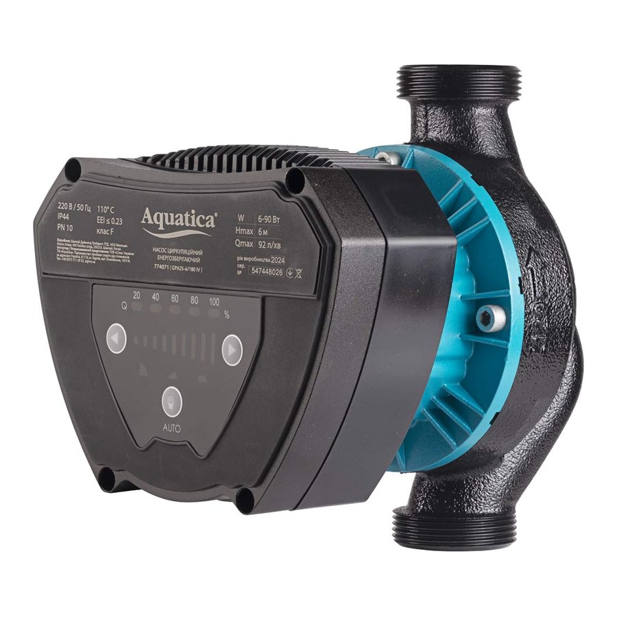 Насос циркуляційний енергозберігаючий 6-90Вт Hmax 6м Qmax 92л/хв діам. 11/2" 180мм + гайки діам. 1" GPA25-6/180 IV